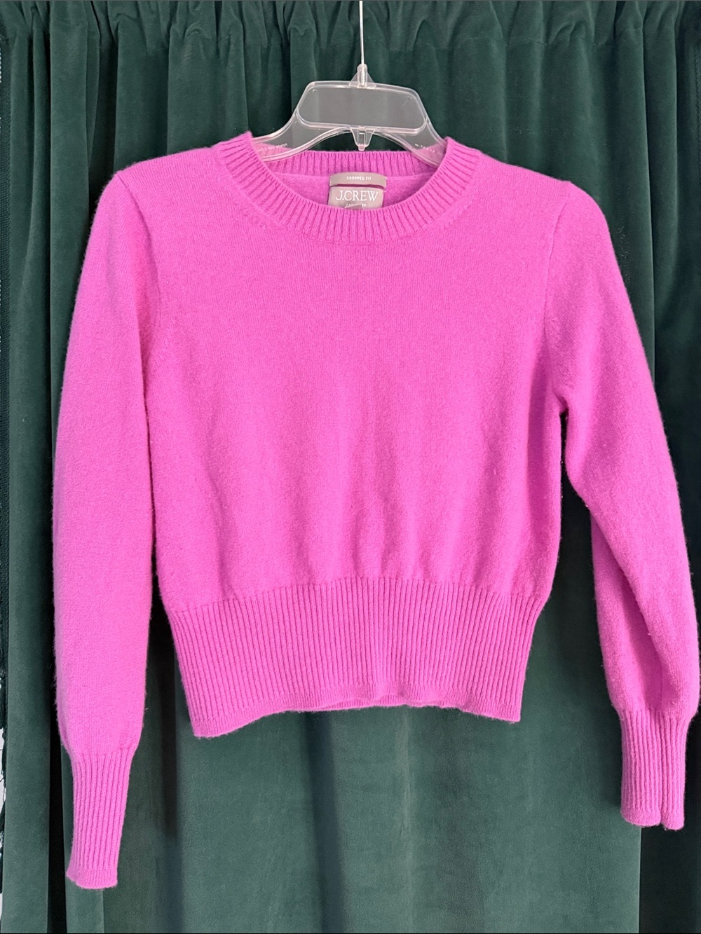 J. Crew Pink Shrunken Cashmere Crewneck Sweater